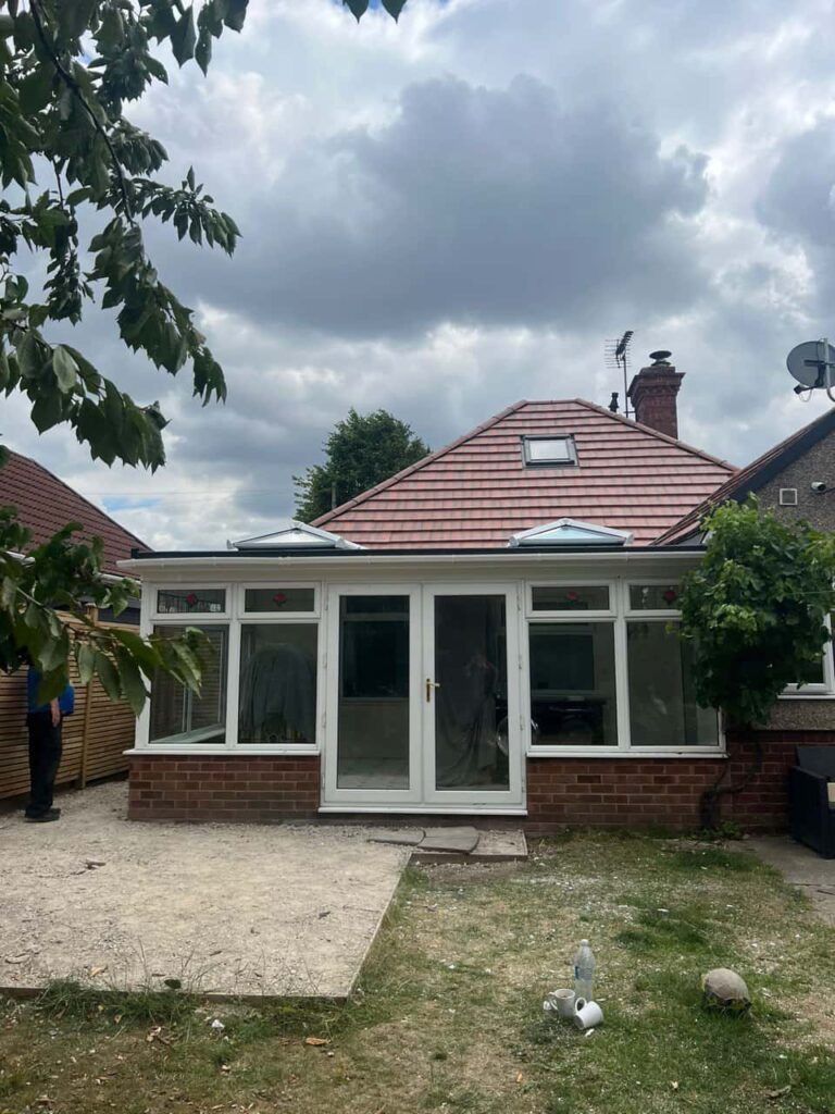 This is a photo of a hipped roof on a bungalow that has just had roof repairs carried out. Works carried out by Calverton Roofing Repairs